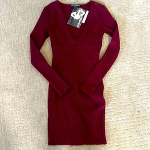 Naked Wardrobe wine colored bodycon dress